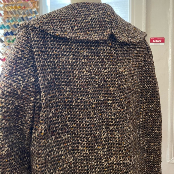 Vintage 50s/ 60s brown wool twill long coat size:S/M - Picture 6 of 15